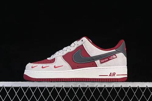 All categories Nk Air Force 1 Air Force series Nk Air Force 1 Low Air Force low-top Nike Air Force 1'07 Low Three-party joint burgundy gray Air Force 1 low-top casual sneakers SY1388-014